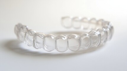 Obraz premium A clear close-up of an Invisalign aligner on a white background