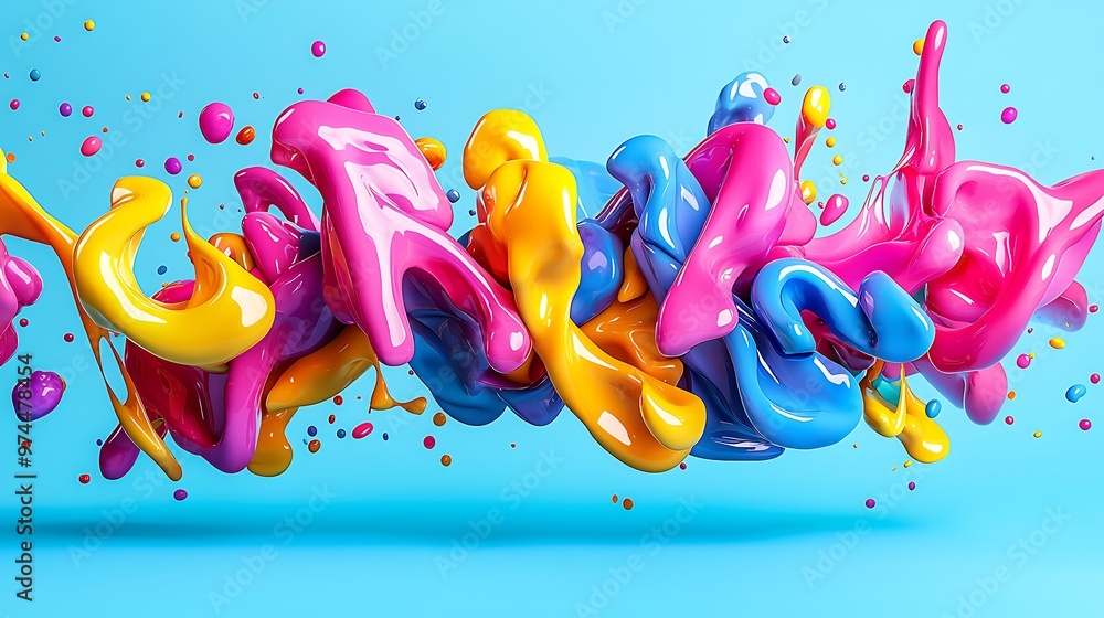 Poster a splash of colorful paint bursts against the background, creating an expressive abstract design.