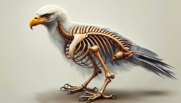 X-ray Anatomical Illustration of a Bald Eagle Skeleton