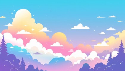 Beautiful Pastel Colored Sky with Clouds Background