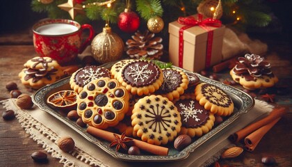 Traditioness Weihnachtsbebäck mit Schokolade, Nüssen und Rosinen