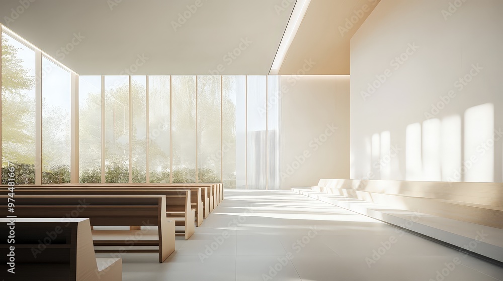 Poster a contemporary minimalist design focuses on light and space, using simple forms and materials to cre
