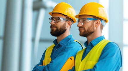Renewable energy wind turbine with Close-up of workers bolting wind turbine components, safety gear, installation team, renewable energy project, sustainable power infrastructure, precision