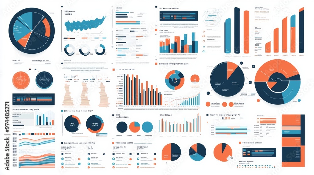 Poster business infographic template with charts graphs and data visualizations