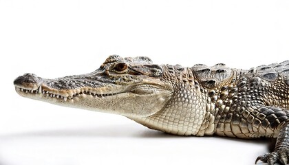 Fototapeta premium American Alligator gator - Alligator mississippiensis - found wild in the South East United States. common reptile lizard found in Everglades, Florida USA Isolated on white background with copy space