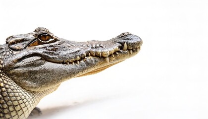 Fototapeta premium American Alligator gator - Alligator mississippiensis - found wild in the South East United States. common reptile lizard found in Everglades, Florida USA Isolated on white background with copy space