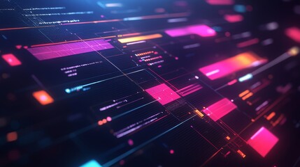 Obraz premium Abstract Digital Interface with Glowing Lines and Shapes