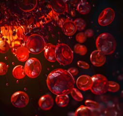 Close-up of Red Blood Cells Clustered in a Detailed Abstract