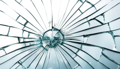 Broken cracked glass texture with transparent background cut out design element