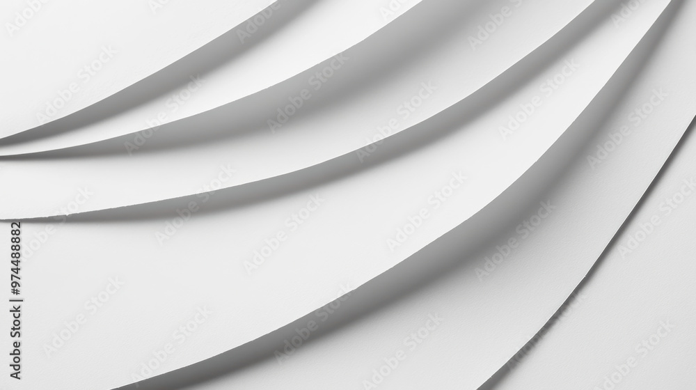 Poster abstract white paper art background with curved overlapping layers creating a minimalist and modern 
