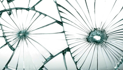 Broken cracked glass texture with transparent background cut out design element