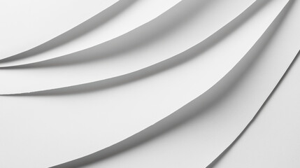 Abstract white paper art background with curved overlapping layers creating a minimalist and modern design.