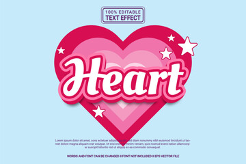Editable text effect Heart 3d cartoon template style modern premium vector