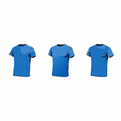 Blue sleeveless T-shirt. t-shirt front view three positions on a isolated white background (21)