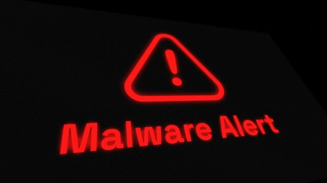 malware alert blinking on screen a loop concept footage 4k