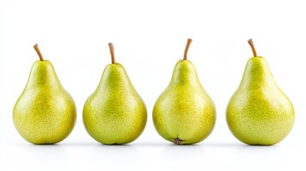 4 fresh green pears isolated on white