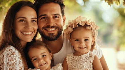 Fototapeta premium Joyous Family Enjoying Outdoor Adventure Together in Nature
