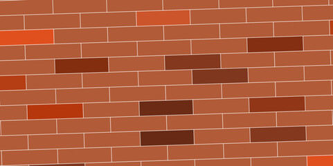 Obraz premium Brown or orange brick wallpaper background. Exterior and interior brick wall texture. Vector illustration, Wall with small red tiles, Pattern of real red brick wall. Modern architecture design .