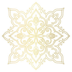 Elegant gradient golden mandala on a white background. Abstract graphic elements