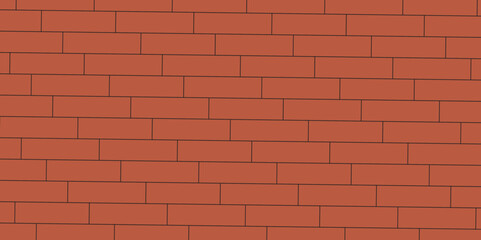 Fototapeta premium Brown or orange brick wallpaper background. Exterior and interior brick wall texture. Vector illustration, Wall with small red tiles, Pattern of real red brick wall. Modern architecture design .