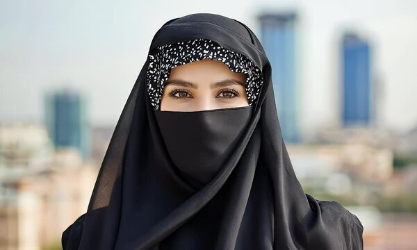 A Woman In Hijab in a Black Veil
