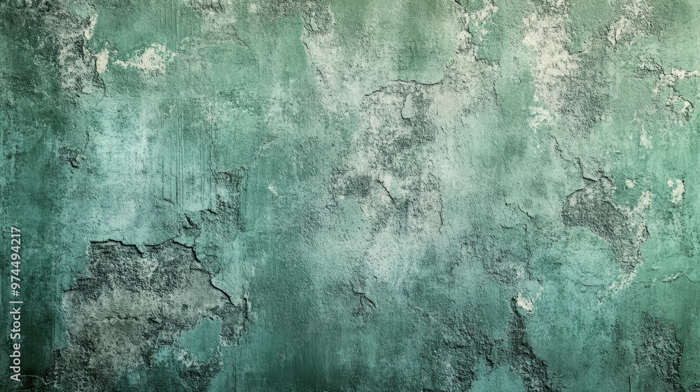 Aufkleber abstract textured green and white wall surface with aged and weathered appearance, creating a grunge