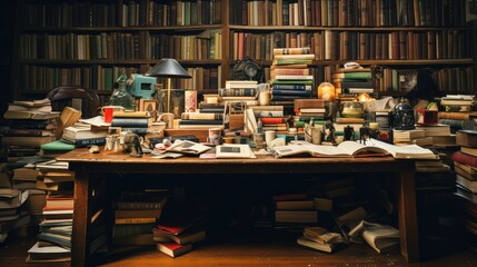 Fototapeta premium shapes books on table