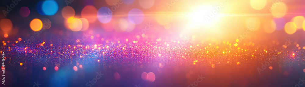Poster a vibrant and colorful abstract background with glowing bokeh effect and sparkling light specks, cre