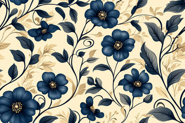 Vintage floral pattern seamless border background.
