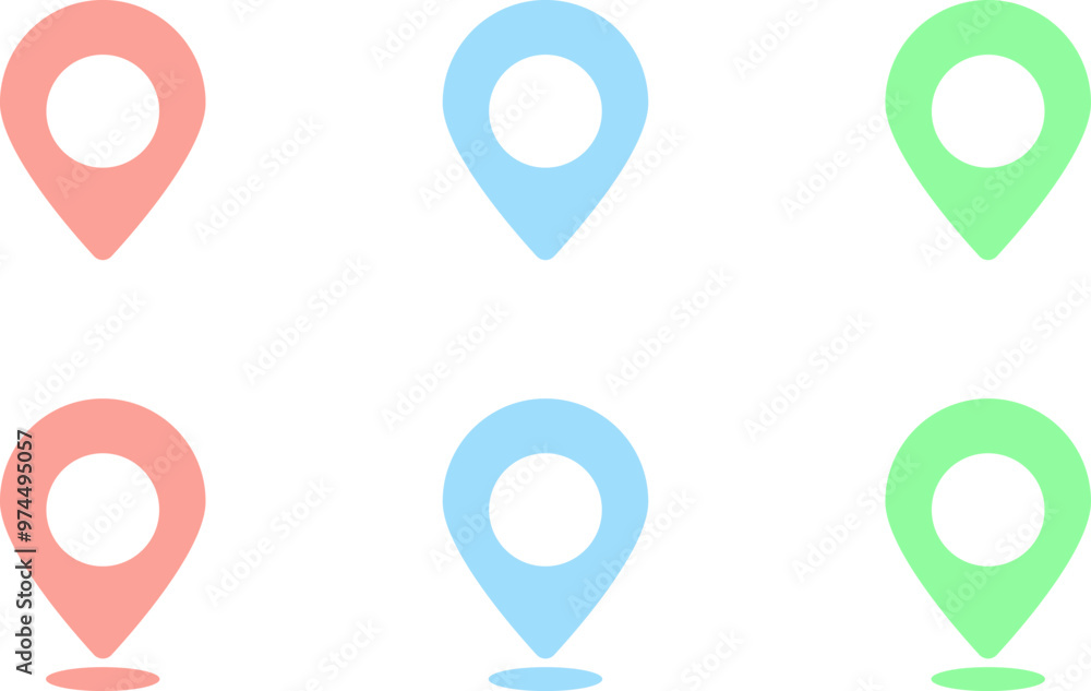 Poster set of colorful map pointer icon isolated. vector illustration. pastel