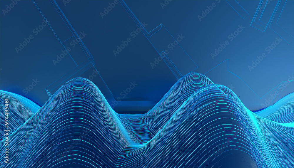Poster abstract waves shape glowing in ultraviolet spectrum. background for banner, backdrop or texture for