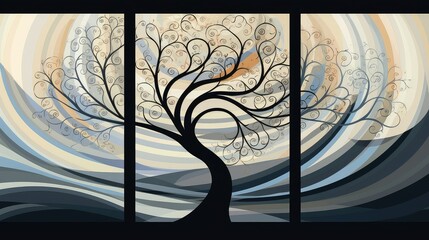 lines modern tree illustration
