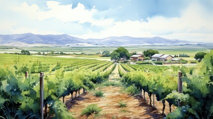 Naklejka premium green wine water color