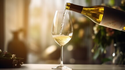 modern wine bottle glass of wine