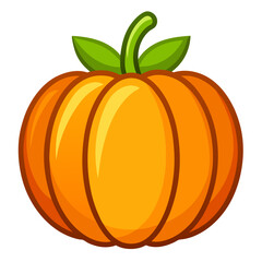 A cartoon illustration of a pumpkin with a green stem