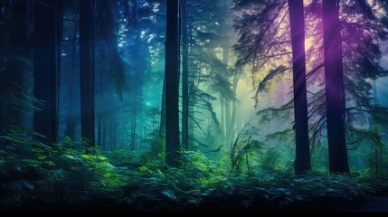 Fototapeta premium sunleaves green blue purple gradient