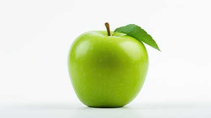 stem green apple on white