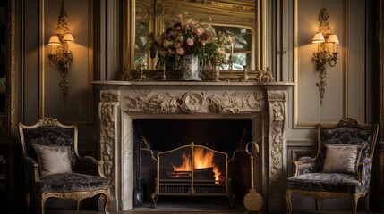 Obraz premium glamour gold leaf frame