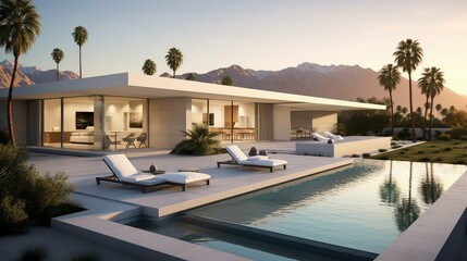 Fototapeta premium sleek palm springs house