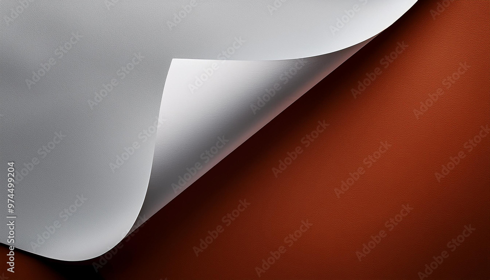 Poster curled corner of paper on transparent background with soft shadows, realistic paper page mock up.