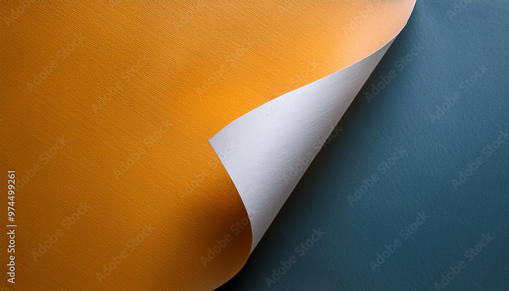 Poster curled corner of paper on transparent background with soft shadows, realistic paper page mock up.