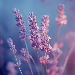 Obraz premium Exquisite High-Resolution Image of Lavender Flowers with Dramatic Sky and Soft Lighting