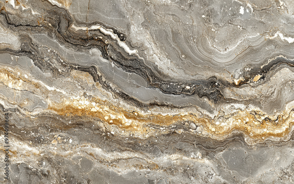 Poster close-up of a stone surface showcasing natural textures and intricate patterns with shades of gray, 