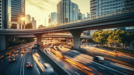 Fototapeta premium buses road bridge