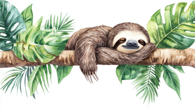 Sloth Sleeping in Tree.