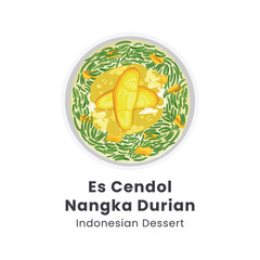 Hand drawn vector illustration of Es cendol dawet traditional Indonesian iced sweet dessert