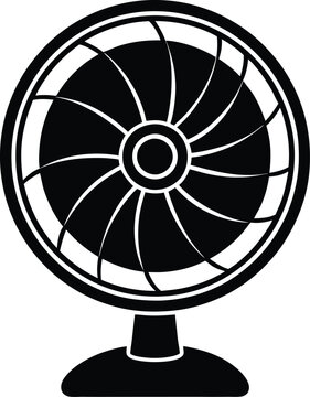 recommend clip art: Desk fan silhouette Vector Icon, Illustration on black and white.