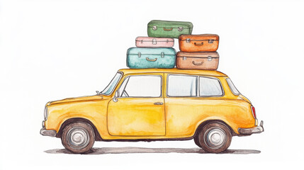 Fototapeta premium Yellow Car Luggage.