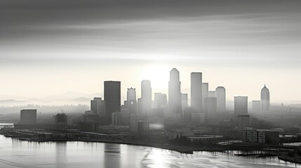 Fototapeta premium cityscape sunrise black and white