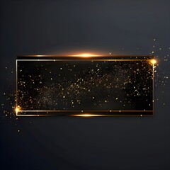 Elegant Golden Frame Border with Sparkling Bokeh on Dark Background